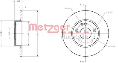 6110445 METZGER Тормозной диск