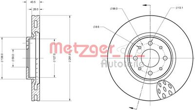 6110463 METZGER Тормозной диск