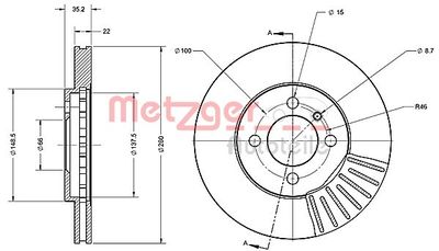 6110488 METZGER Тормозной диск