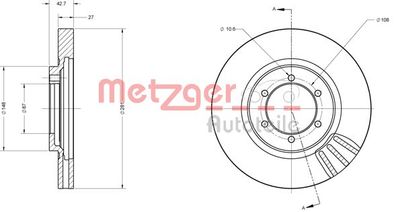 6110508 METZGER Тормозной диск