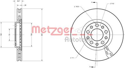 6110519 METZGER Тормозной диск