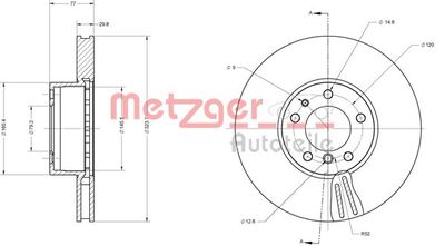 6110522 METZGER Тормозной диск