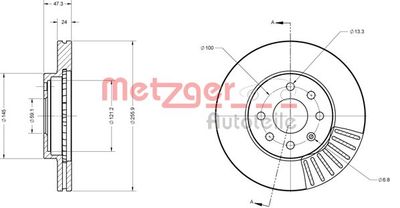 6110547 METZGER Тормозной диск