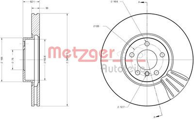 6110555 METZGER Тормозной диск