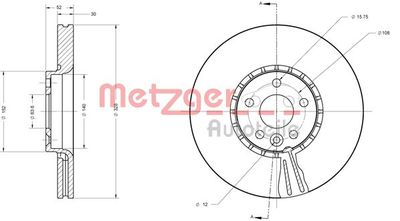 6110575 METZGER Тормозной диск