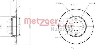 6110585 METZGER Тормозной диск