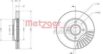 6110586 METZGER Тормозной диск