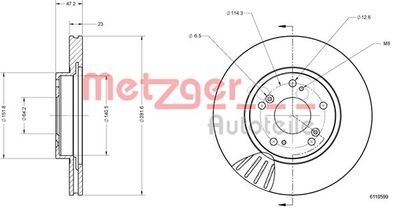 6110599 METZGER Тормозной диск