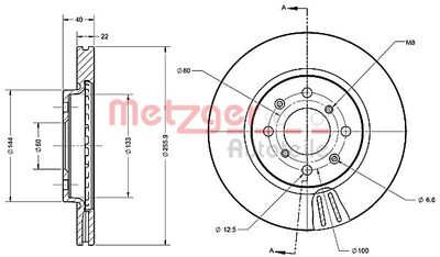 6110603 METZGER Тормозной диск