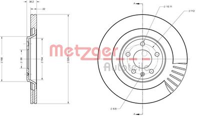 6110616 METZGER Тормозной диск