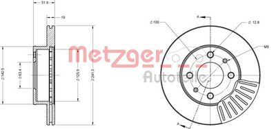 6110618 METZGER Тормозной диск