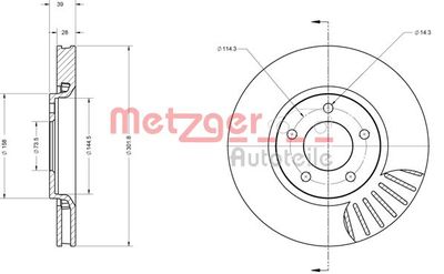 6110622 METZGER Тормозной диск