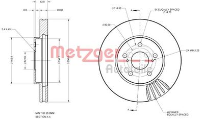 6110623 METZGER Тормозной диск