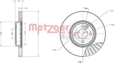 6110634 METZGER Тормозной диск