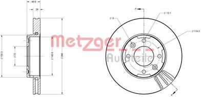 6110636 METZGER Тормозной диск