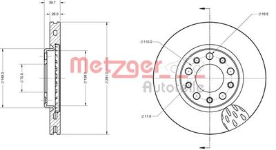 6110661 METZGER Тормозной диск