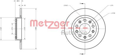 6110690 METZGER Тормозной диск