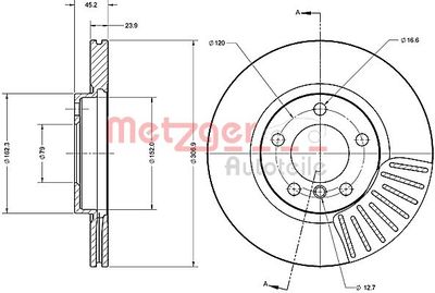 6110691 METZGER Тормозной диск