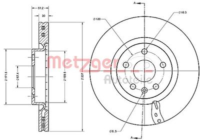 6110698 METZGER Тормозной диск