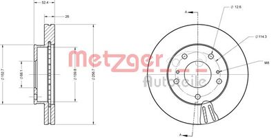 6110702 METZGER Тормозной диск