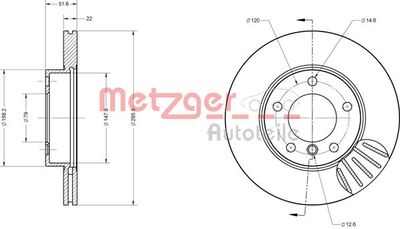 6110712 METZGER Тормозной диск