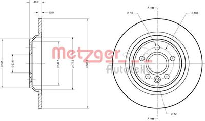 6110728 METZGER Тормозной диск