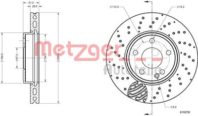 6110735 METZGER Тормозной диск