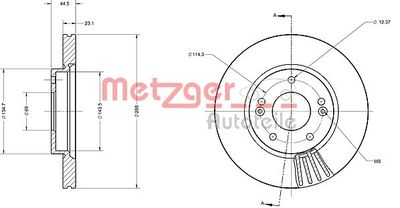 6110738 METZGER Тормозной диск