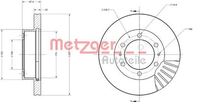 6110739 METZGER Тормозной диск