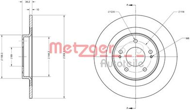 6110741 METZGER Тормозной диск