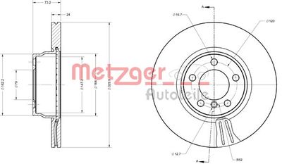 6110743 METZGER Тормозной диск