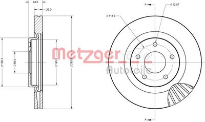 6110753 METZGER Тормозной диск