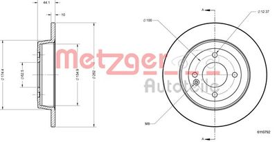 6110792 METZGER Тормозной диск