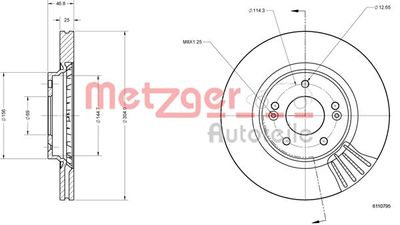 6110795 METZGER Тормозной диск