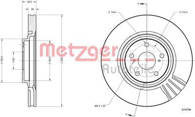 6110798 METZGER Тормозной диск