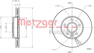 6110811 METZGER Тормозной диск