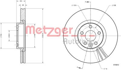 6110812 METZGER Тормозной диск