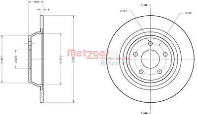 6110813 METZGER Тормозной диск