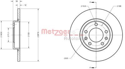 6110815 METZGER Тормозной диск