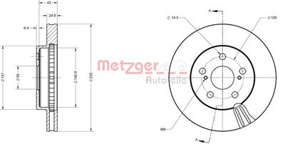 6110819 METZGER Тормозной диск