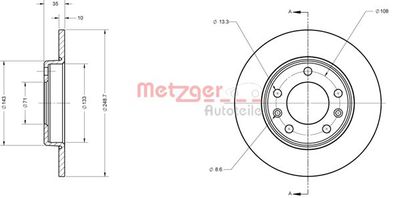 6110820 METZGER Тормозной диск