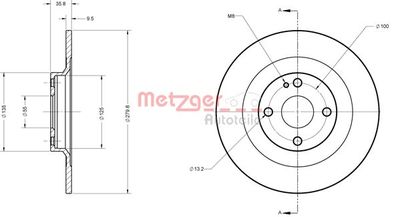 6110833 METZGER Тормозной диск