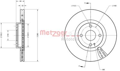 6110834 METZGER Тормозной диск