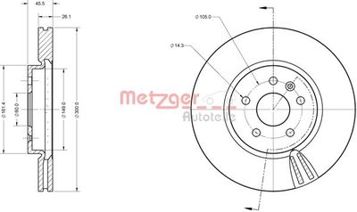 6110836 METZGER Тормозной диск