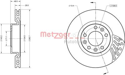 6110839 METZGER Тормозной диск