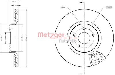 6110842 METZGER Тормозной диск