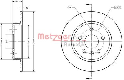 6110847 METZGER Тормозной диск