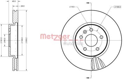 6110855 METZGER Тормозной диск