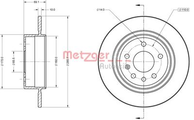 6110865 METZGER Тормозной диск