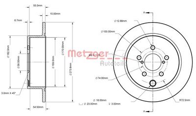 6110871 METZGER Тормозной диск